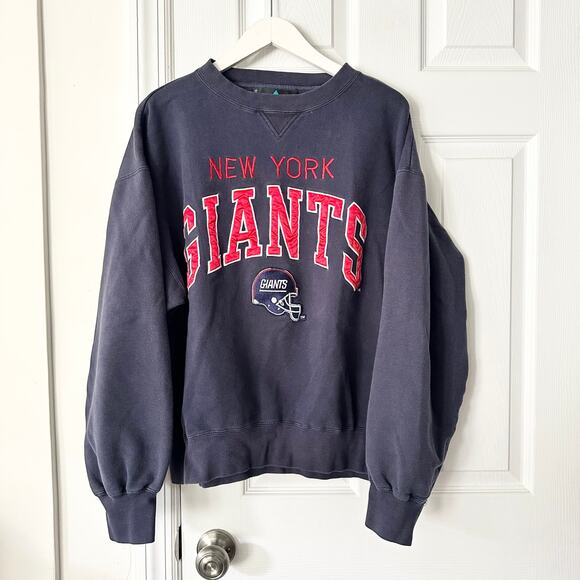Logo Athletic Vintage Korea NFL Blue NY Giants Helmet Embroidered Sweatshirt XL - Picture 9 of 9